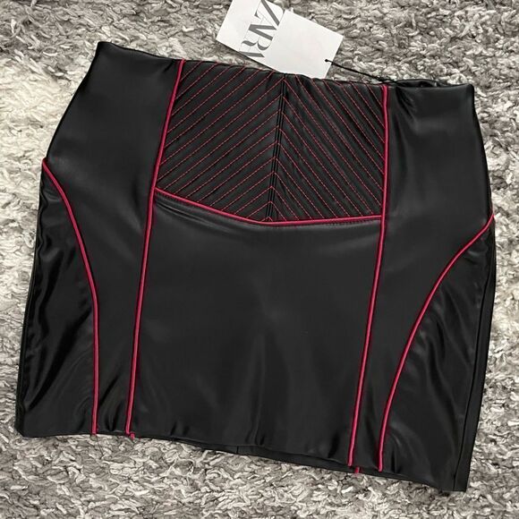 NWT Zara Faux Leather Mini Skirt - Picture 1 of 10